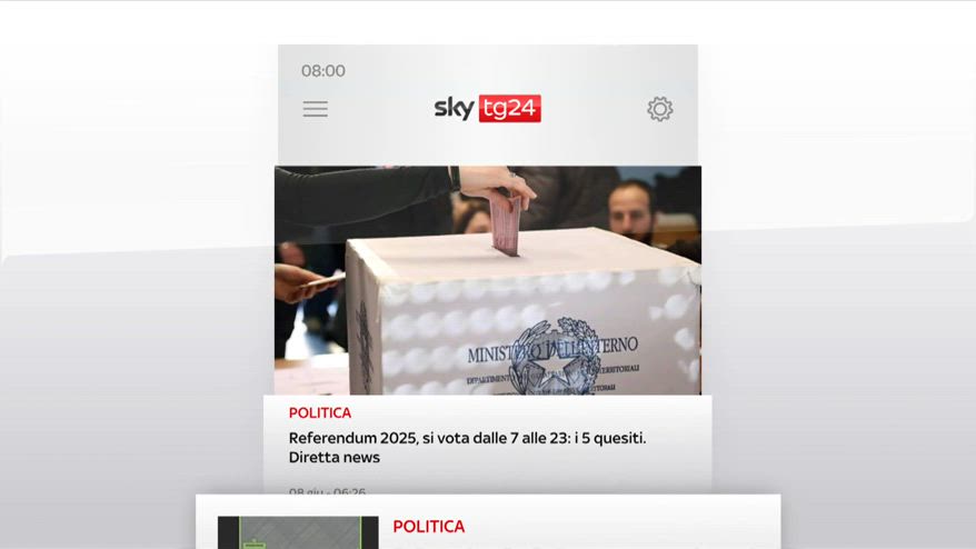 I titoli di Sky TG24 dell'8 giugno, edizione delle 8