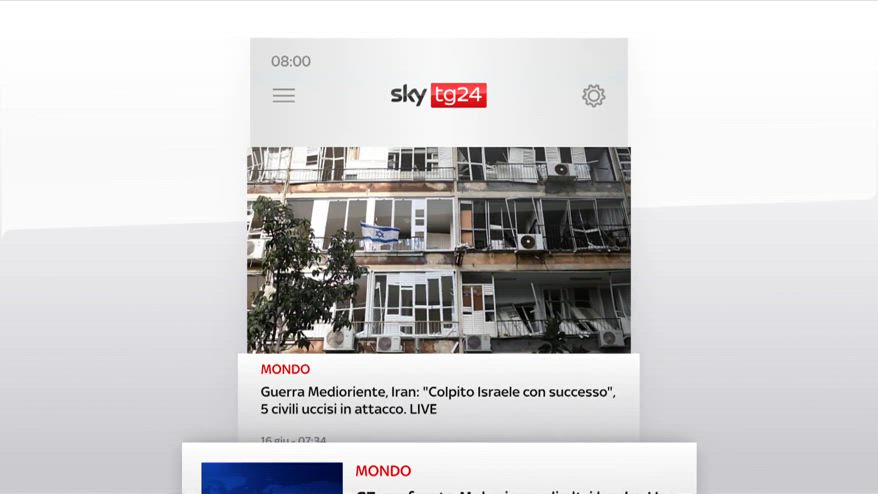 I titoli di Sky TG24 del 16 giugno, edizione delle 8