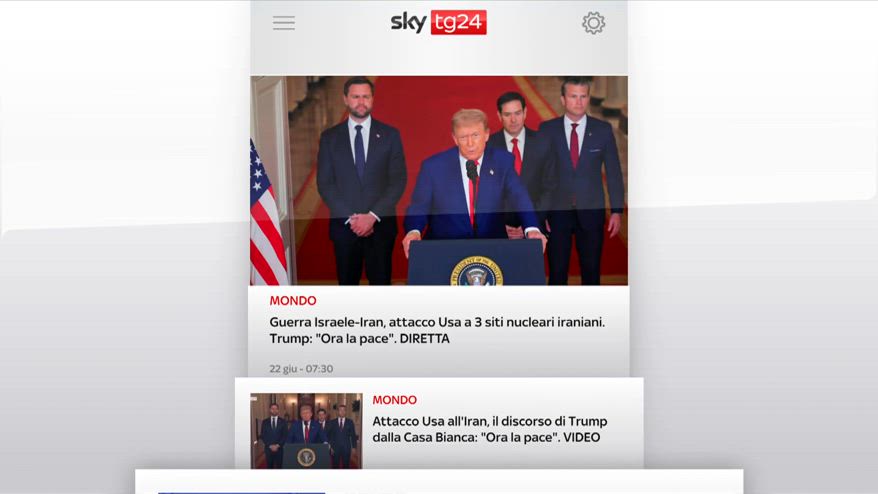 I titoli di Sky Tg24 del 22 giugno, edizione delle 8