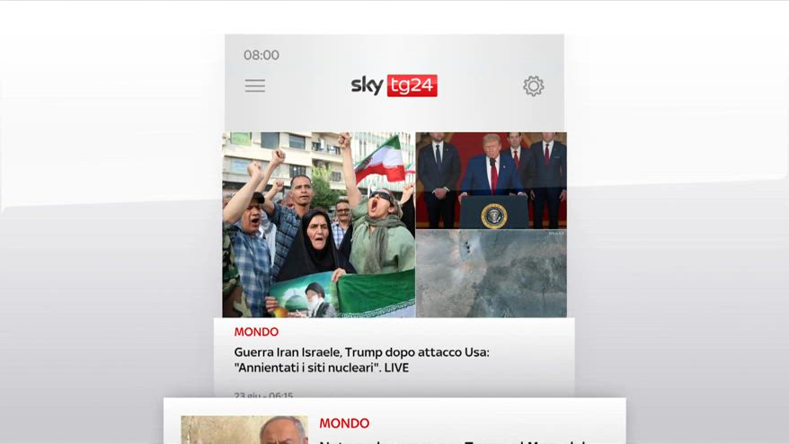 I titoli di Sky Tg24 del 23 giugno, edizione delle 8