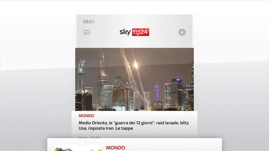 I titoli di Sky TG24 del 25 giugno: edizione delle 8