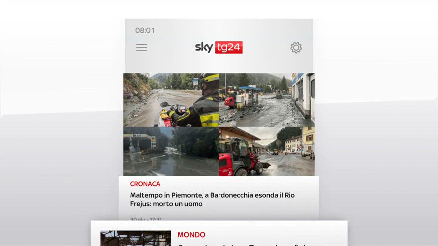 I titoli di Sky TG24 del 1 luglio 2025, edizione delle 8