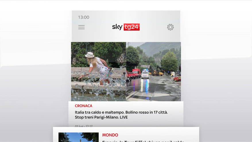 I titoli di Sky TG24 del 1 luglio: edizione delle 13