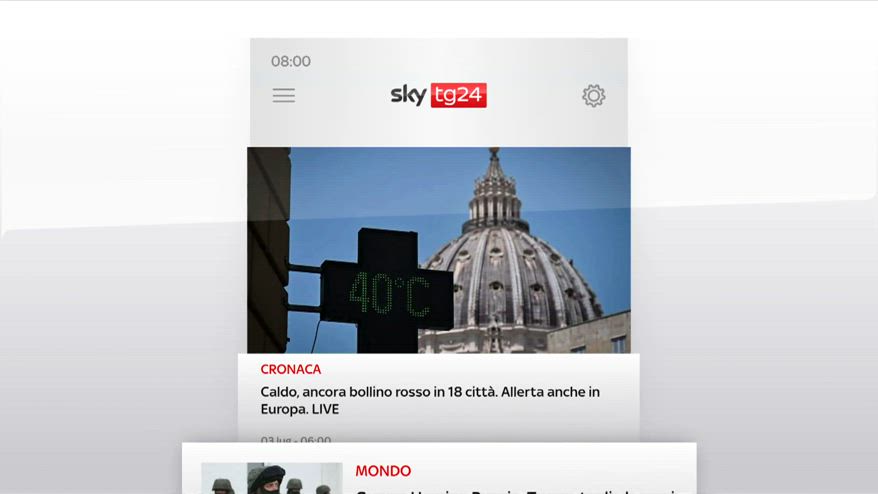 I titoli di Sky TG24 del 3 luglio, edizione delle 8