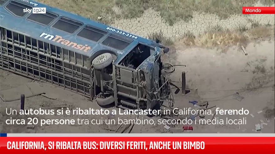 California, si ribalta bus: diversi feriti, anche un bimbo