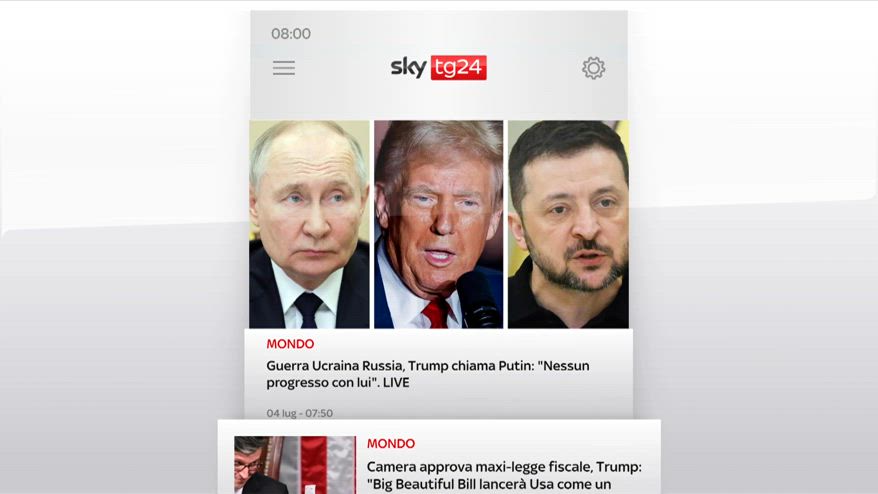 I titoli di Sky TG24 del 04.07.2025, edizione delle 8