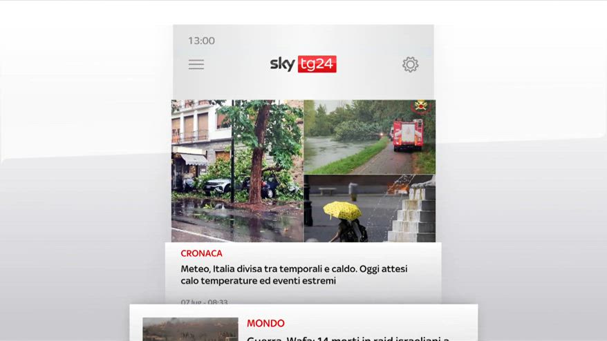I titoli di Sky TG24 del 7 luglio, edizione delle 13
