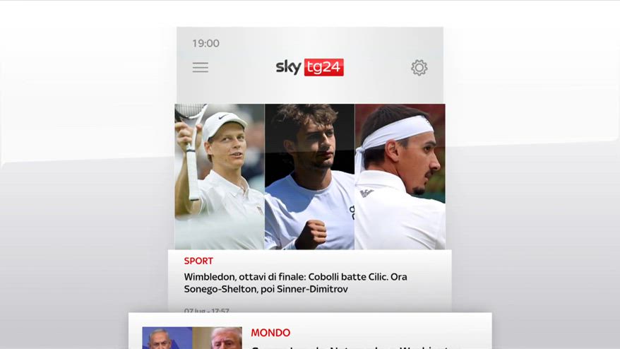 I titoli di Sky Tg24 del 7 luglio, edizione delle 19