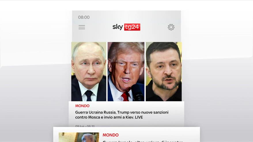 I titoli di Sky Tg24 del 9 luglio, edizione delle 8