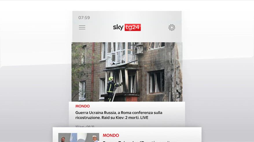 I titoli di Sky Tg24 del 10 luglio, edizione delle 8