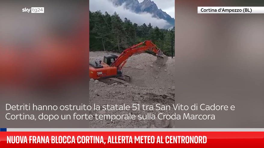 Nuova frana blocca Cortina, allerta meteo al Centronord
