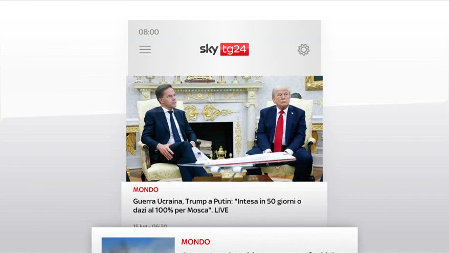I titoli di Sky Tg24 del 15 luglio, edizione delle 8