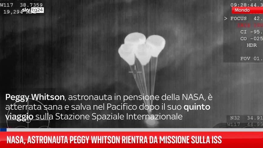 Nasa, astronauta Peggy Whitson rientra da missione sulla ISS
