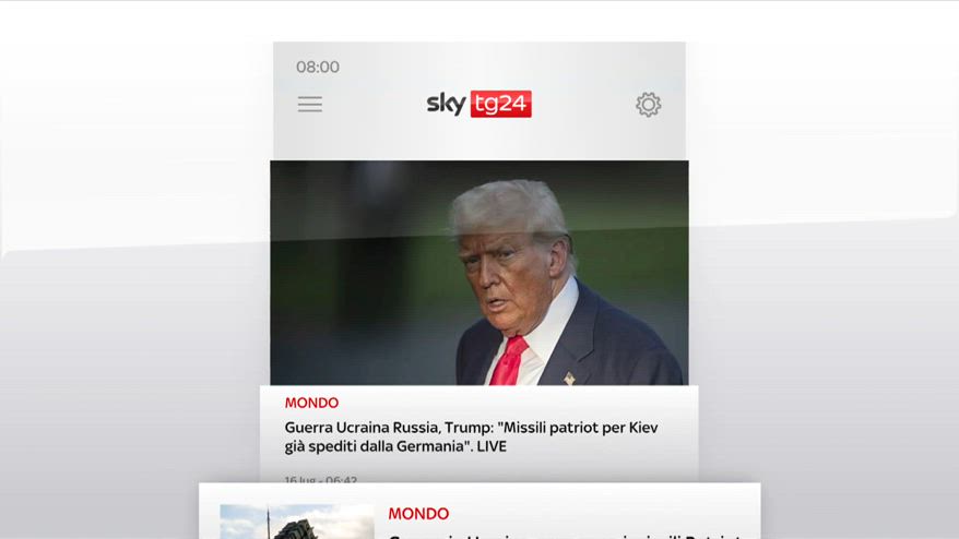 I titoli di Sky Tg24 del 16 luglio, edizione delle 8