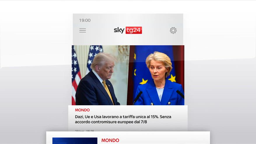 I titoli di Sky Tg24 del 23 luglio, edizione delle 19