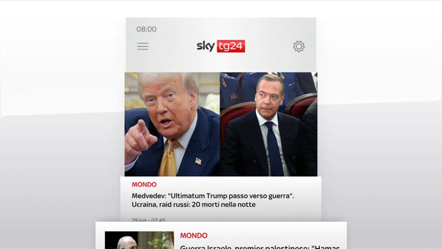 I titoli di Sky TG24 del 29 luglio, edizione delle 8