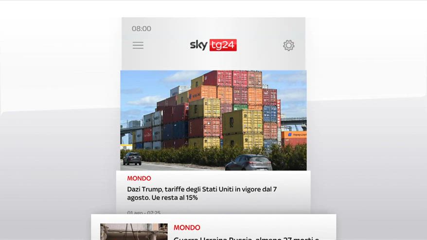 I titoli di Sky TG24 del 1 agosto: edizione delle 8