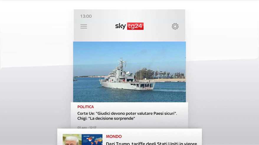 I titoli di Sky TG24 del 1 agosto: edizione delle 13