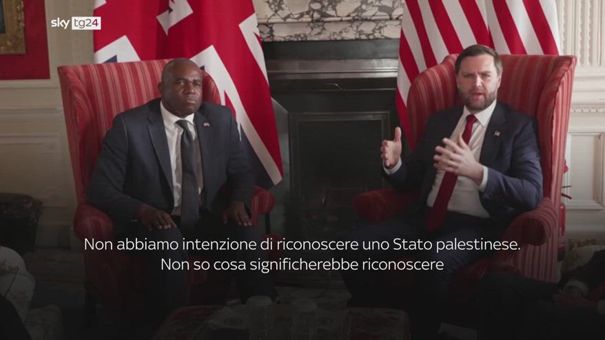 Usa, JD Vance: no a riconoscimento Stato palestinese
