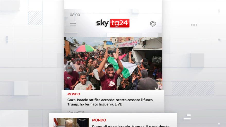 I titoli di Sky Tg24 del 10 ottobre, edizione delle 8