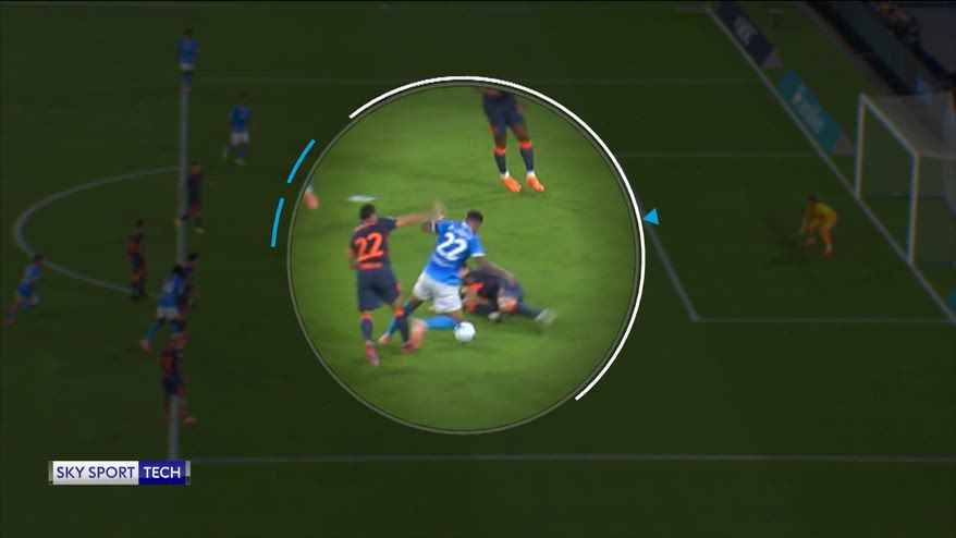 Napoli-Inter, lo Sky Tech del rigore su Di Lorenzo