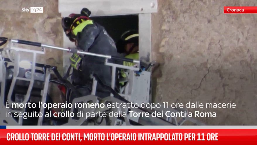 Torre dei Conti, morto l'operaio intrappolato per 11 ore