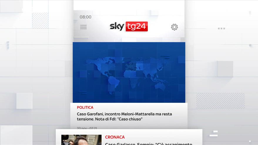 I titoli di Sky Tg24 del 20 novembre, edizione delle 8