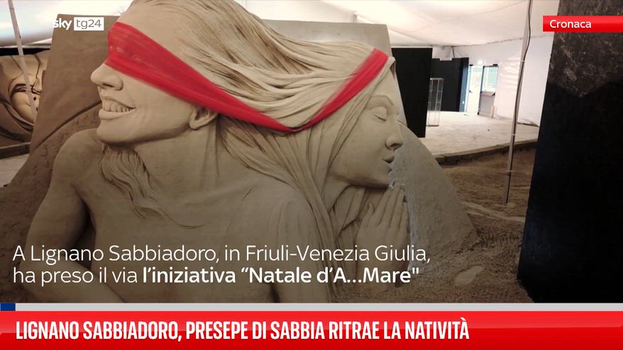 Lignano Sabbiadoro, presepe di sabbia ritrae la natività 