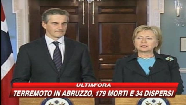Terremoto Abruzzo, il cordoglio di Hillary Clinton