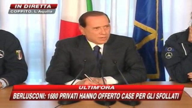 Abruzzo, Berlusconi: aiuti a chi ricostruirà da solo