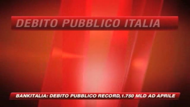 Bankitalia: Debito record, 1.750 mld ad aprile