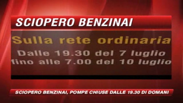 Da domani benzinai in sciopero dalle 19,30 