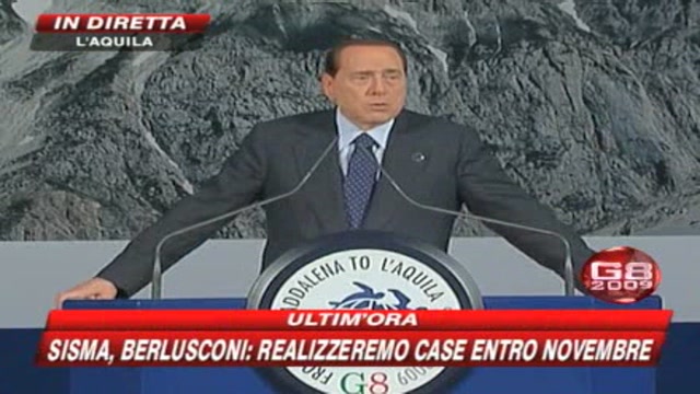 G8, Berlusconi: Entro l'anno nuovo vertice in Abruzzo