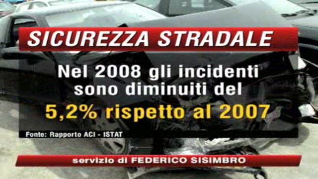 Incidenti, nel 2008 meno morti sulle strade italiane