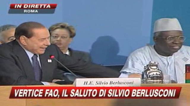 Fao, Berlusconi: 20miliardi per la lotta alla fame