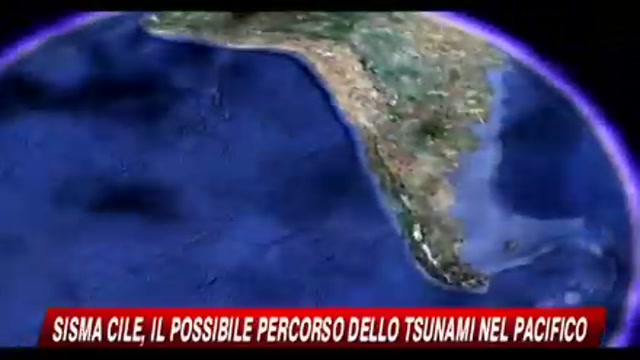 Sisma Cile il possibile percorso dello Tsunami nel Pacifico