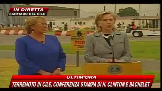 Terremoto in Cile, conferenza stampa di H. Clinton e Bachelet