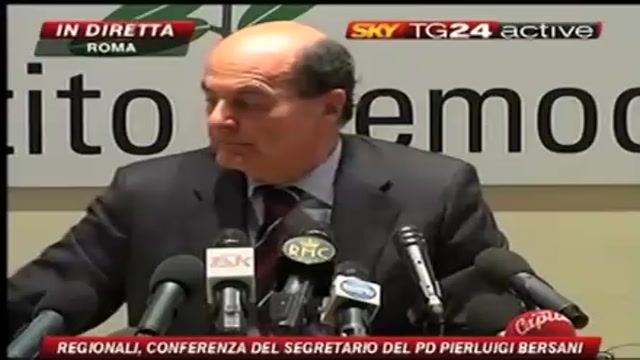 Regionali, conferenza del segretario del PD Pierluigi Bersani - quarta domanda
