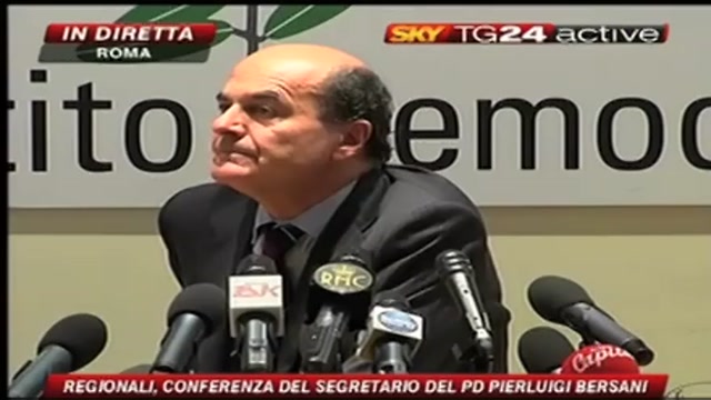 Regionali, conferenza del segretario del PD Pierluigi Bersani - quinta domanda