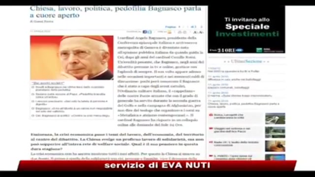 Pedofilia, Bagnasco: Papa oggetto di accuse infamanti