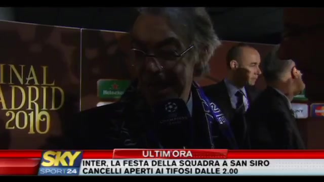 Inter, campione d'Europa: Moratti commenta dichiarazioni Mourinho