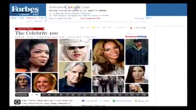Forbes, Oprah Winfrey, Beyoncè e Lady Gaga i vip più influenti