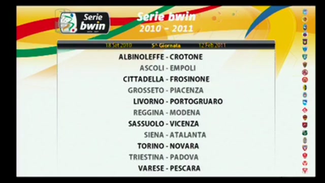 Serie B 2010-2011, dalla quinta all'undicesima giornata