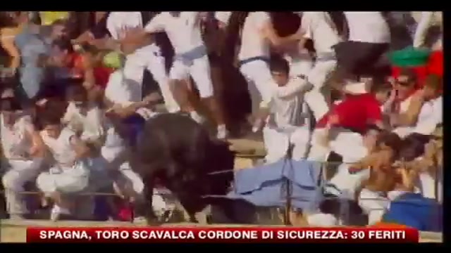 Spagna, toro scavalca cordone di sicurezza: 30 feriti