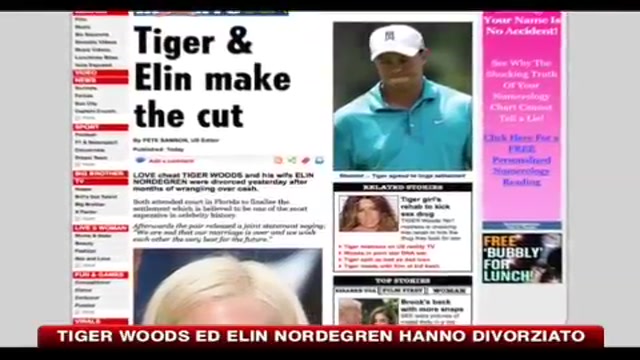Tiger Woods ed Elin Nordegren hanno divorziato