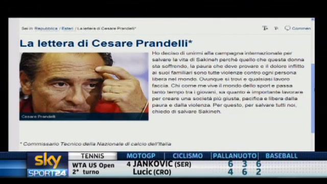 Il sostegno di Prandelli a Sakineh