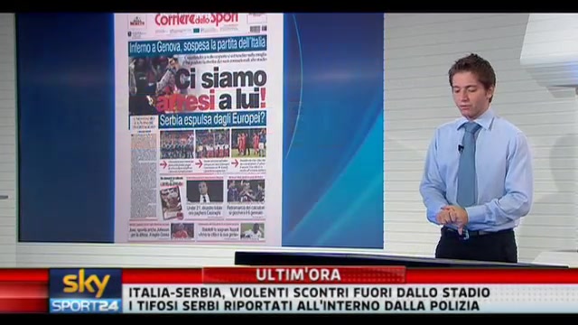 Scontri Italia-Serbia, i primi titoli di giornale
