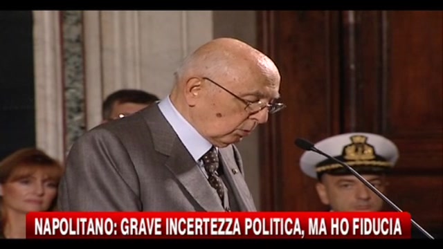 Napolitano- grave incertezza politica, ma ho fiducia