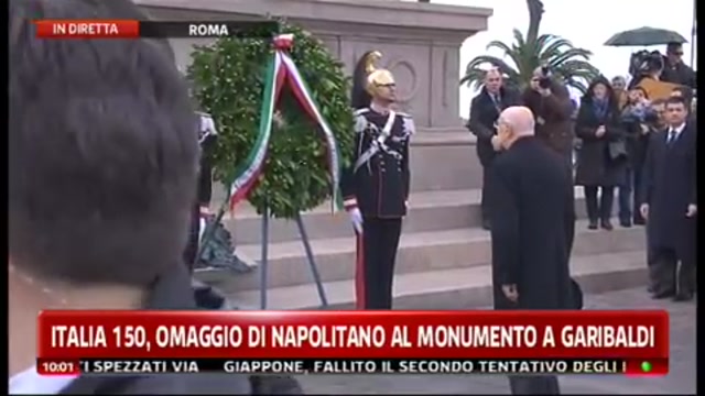 Italia 150, omaggio di Napolitano al monumento a Garibaldi