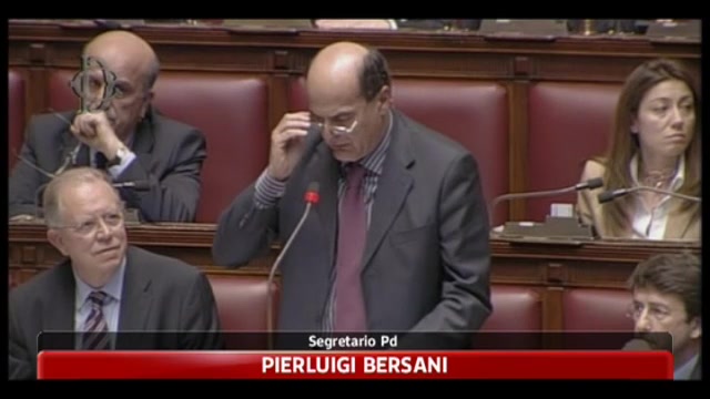 Pier Luigi Bersani durante il suo intervento in Parlamento